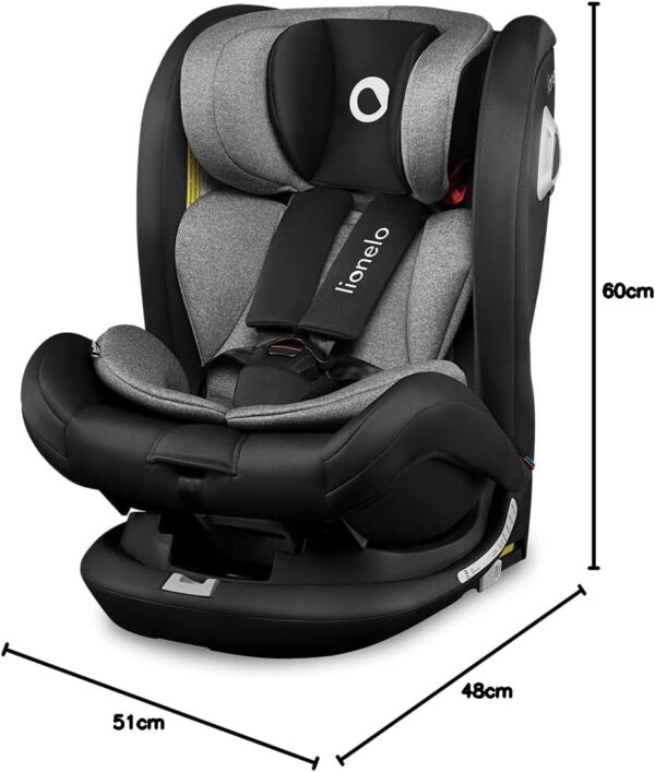 Lionelo Bastiaan RWF i-Size Isofix Car Seat Security & Comfort Ages 0-12 with Advanced i-Size Safety Standards, 360° Swivel, Side Protection, Rear-Facing Option, Adjustable Headrest & Recliner - Image 8
