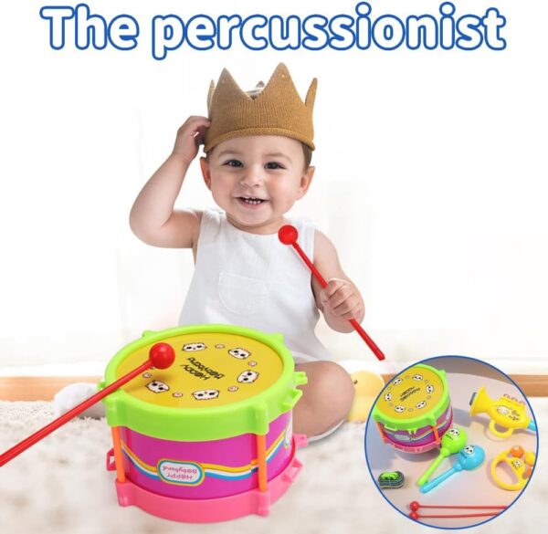 Hojalis Baby Musical Instruments Set, 8 Pcs Kids Drum Kit, Baby Drum Set, Toddler Musical Instruments, Sensory Percussion Instruments, Educational Musical Toy for Baby Boys Girls Age 1-5(Random Color) - Image 6