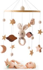 Lawnrden Baby Crib Mobile for Boys Girls,Baby Mobile Rabbit Style Crib Mobile for Boys Girls 3D Clouds Animals Baby Mobile for Crib Wind Chimes Kids Room Nursery Decor Babyshower Gifts - Image 9