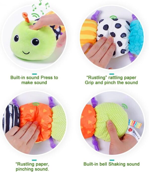 YANGUN Baby Toys 0-6 Months, Musical Caterpillar Sensory Toys with Crinkle Rattle, Baby Musical Caterpillar Toys for Babies 0-3-6-12 Months Newborn Boy Girl Children Kid X-mas Birthday Gift - Image 6