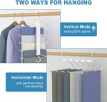 Trouser Hangers, 6 Tier Multi-Functional Rack Space Saving for Hanging Pants, Jeans, Scarf, Trouser, Clothes, No Slip Folding Hangers Closet Organizer for Men and Women, Silver, 2 Pack - Image 2