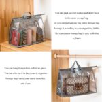 2PCS Dust Bags for Handbags Clear Purse Storage Organizer Non-Woven Hanging Bag Closet with Zipper and Handle (X-Large,Grey Color) - Image 5