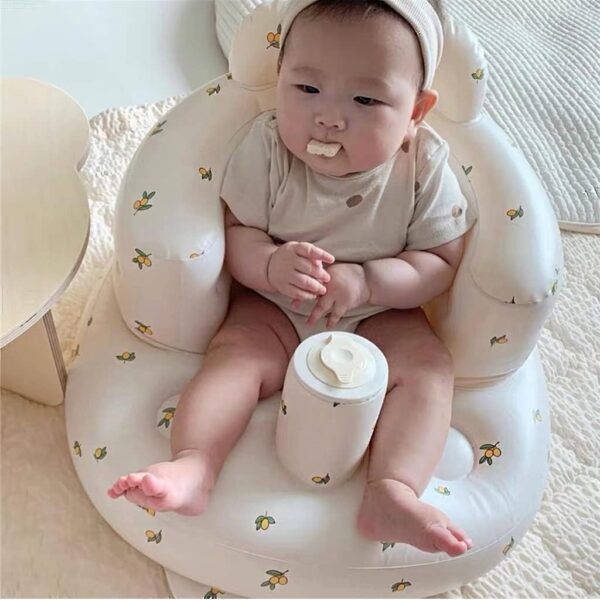 AirSwim Inflatable Baby Chair, Baby Inflatable Seat for Babies 3 Months and Up Summer Inflatable Baby Seat for Sitting Up, Blow Up Baby Floor Seat with Built in Air Pump, Orange - Image 8