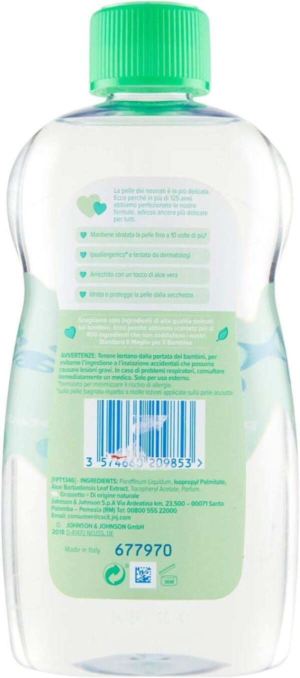 Johnson's Baby Moisturising Oil for Kids and Babies with Aloe Vera, 500 ml - Image 3