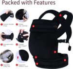 Liderbebe Baby Carrier Newborn to Toddler - Ergonomic,Velvet Fabric Breathable Mesh Cozy and Lightweight Infant Carrier for 7-44lbs,Enhanced Lumbar Support Hands-Free Parenting,All Seasons,Black - Image 6