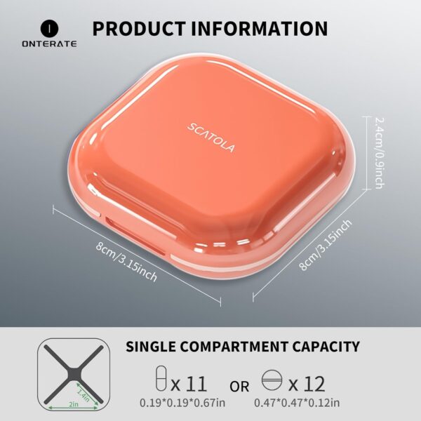 ONTERATE Small Pill Case, Travel Pill Box, Portable Pill Organizer, Pill Container for Pocket 4 Compartments, Daily Compact Travel Medicine Holder for Vitamins Medication (Black) - Image 6