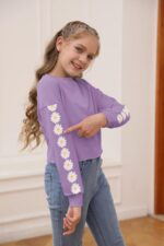 Imily Bela Girls Sweatshirts Daisy Print Crewneck Top Long Sleeve Short Pullover Jumper Casual Kids T Shirt for 3-14 Years - Image 2