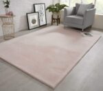 viceroy bedding NATURAL FAUX RABBIT FUR Rug Ultra Soft Plush Extra Large Animal Rugs Living Room Wool Shaggy Fluffy 26mm Thick Pile Height Modern Area Rugs - (Blush Pink, 80cm x 150cm (3ft x 5ft))