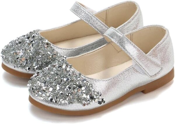 wuayi Kids Toddler Infant Baby Girls Crystal Sequin Leather Single Shoes Party Princess Shoes - Image 2