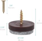 Navaris Felt Pads for Furniture (50 Pieces) - Round Screw-in Sliders for Chair Legs, Feet - Floor Gliders to Protect Hardwood - 1-1/8", Brown - Image 3