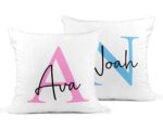 Personalised Name and Initial Cushion Cover & Insert, 40cm x 40cm, Nursery Decor, Kids Bedroom Decor, Gift for Kids, Gift for Couple, Custom Throw Pillow, Decorative Scatter Cushions