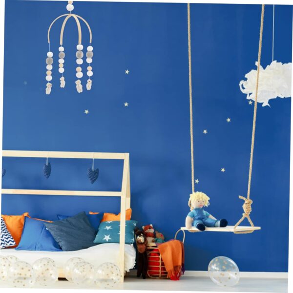 JOINPAYA Bed Bell Wind Chime Crib Cot Bed Beds Animal Cots Mobile Wind Chimes Girl Mobile Wooden Wind Chime Mobile Hanger V Hair Ball Grey - Image 3