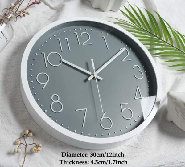 Modern Wall Clock, 12 Inch Silent Non-Ticking Nordic Style Wall Clocks for Living Room, Office, Bathroom, Kitchen - Image 2