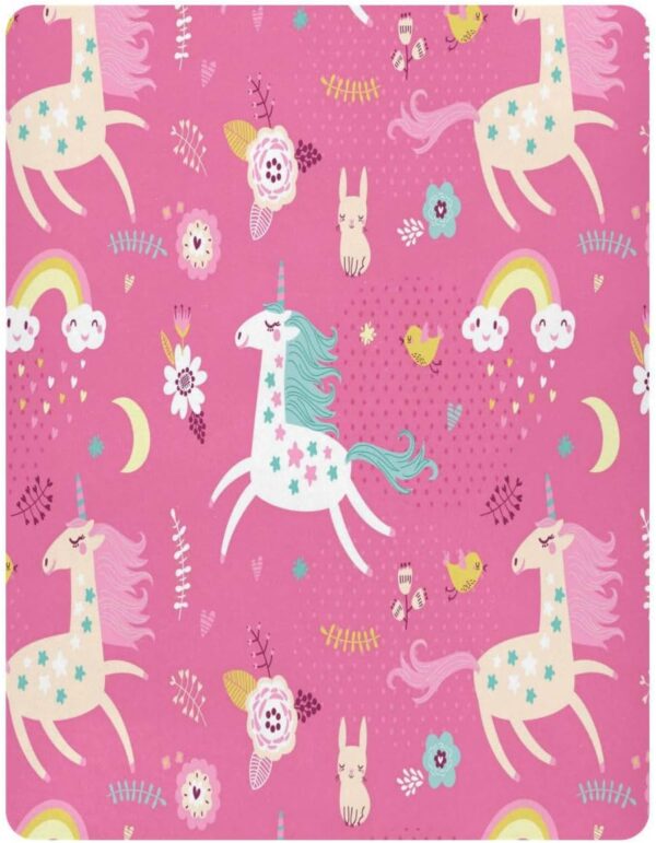 Kcldeci Baby Crib Sheets for Boys Girls Cute Fairy Unicorns Toddler Bed Sheets Playard Mattress N Play Sheets S - Image 2