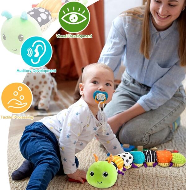 YANGUN Baby Toys 0-6 Months, Musical Caterpillar Sensory Toys with Crinkle Rattle, Baby Musical Caterpillar Toys for Babies 0-3-6-12 Months Newborn Boy Girl Children Kid X-mas Birthday Gift - Image 4