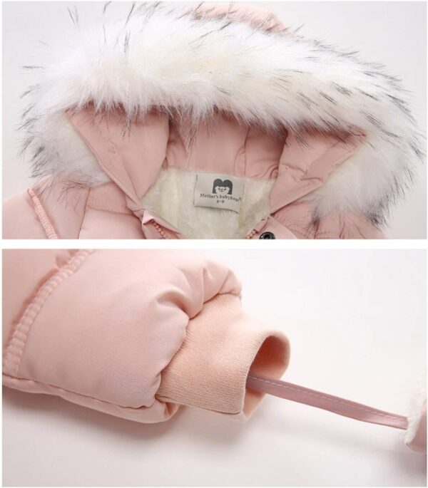 Verve Jelly Infant Baby Girls Goys Winter Snowsuit Zipper Down Hoodied Romper Footie Jumpsuit Coat + Gloves - Image 3