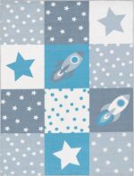 TT Home Nursery Rug Carpet Boy Girl Kids Carpet Baby Hearts Pastel, colour:Grey Beige Blue, Size:80x150 cm - Image 6