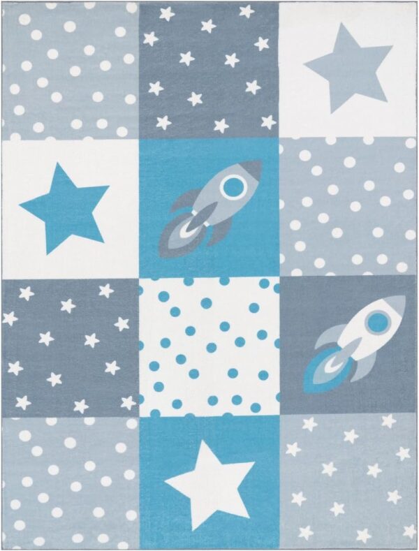 TT Home Nursery Rug Carpet Boy Girl Kids Carpet Baby Hearts Pastel, colour:Grey Beige Blue, Size:80x150 cm - Image 6