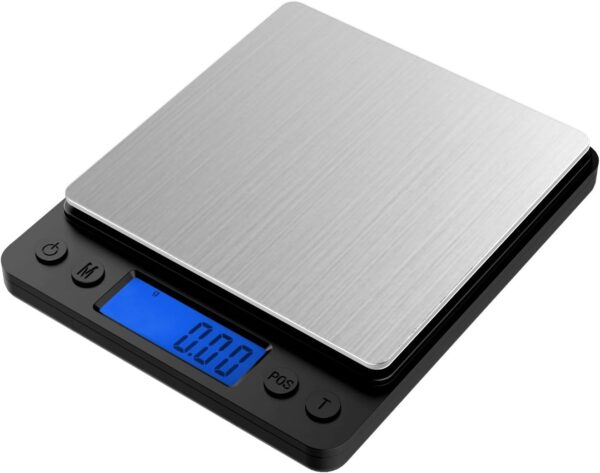 Ascher Electronic Portable Digital Weighing Scale with Back-lit LCD Display 500x0.01g Black - Image 2