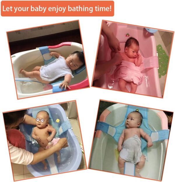 Baby Bath Support,Bathtub Support Net Adjustable Bath Tub Non-Slip Mesh Comfortable Bath Seat for Newborn Shower and 0-8 Month Infant Bathing(Pink) - Image 2