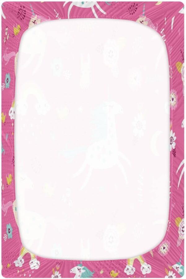 Kcldeci Baby Crib Sheets for Boys Girls Cute Fairy Unicorns Toddler Bed Sheets Playard Mattress N Play Sheets S - Image 3