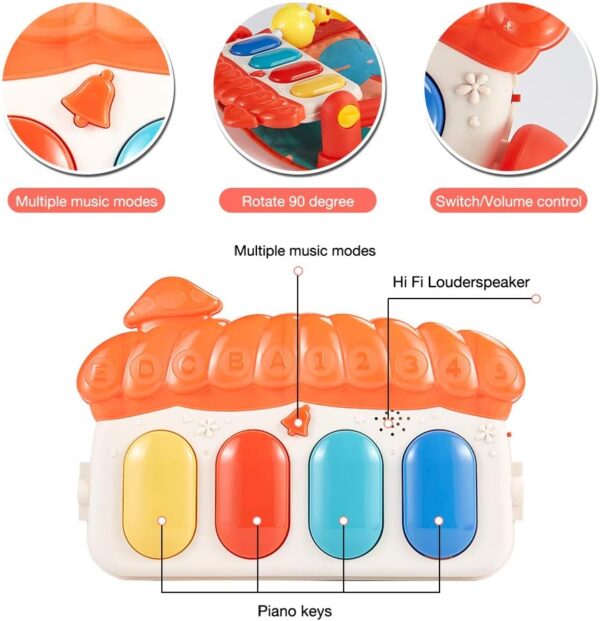 Eners Baby Gyms Play Mats Musical Activity Center Baby Piano Gym Mat Playmats Floor Gyms Playmate for Babies Tummy Time Baby Mat Toys for Newborn Toddler Infants - Image 5