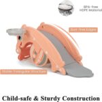Maxmass Kids Rocking Horse and Slide Set, 3-in-1 Toddlers Rocker Slider with Basketball Hoop, Indoor Freestanding Slide Climber Playground for 18-36 Months (Pink) - Image 6