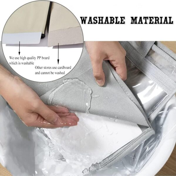 2PCS Dust Bags for Handbags Clear Purse Storage Organizer Non-Woven Hanging Bag Closet with Zipper and Handle (X-Large,Grey Color) - Image 6