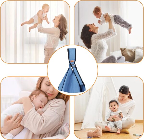 Nuluxi Baby Sling Carrier - Newborn to 36 Months, Blue, Machine Washable Cotton Spandex Blend, Adjustable Shoulder Straps, Front, Back, Hip, Unisex, Children - Image 6