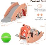 Maxmass Kids Rocking Horse and Slide Set, 3-in-1 Toddlers Rocker Slider with Basketball Hoop, Indoor Freestanding Slide Climber Playground for 18-36 Months (Pink) - Image 7