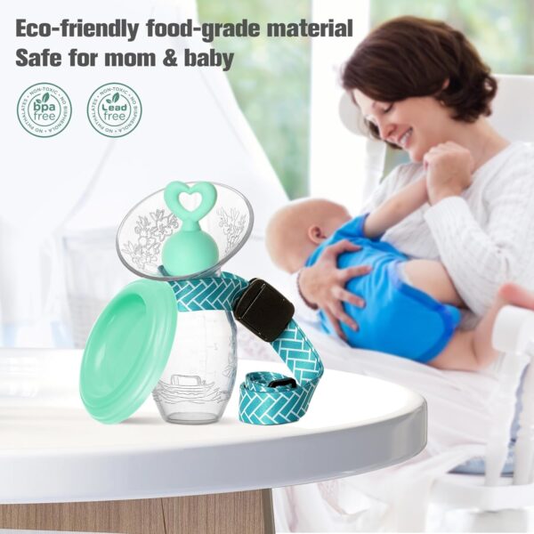 BumbleBee Manual Breast Pump Collector for Breastfeeding with Neck Strap, Cap, Stopper and Storage Bag, Made of Food Grade Silicone 3.04oz/90ml - Image 2
