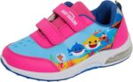 Girls Baby Shark Light Up Trainers Kids Easy Fasten Flashing Lights Sports Shoes - Image 2