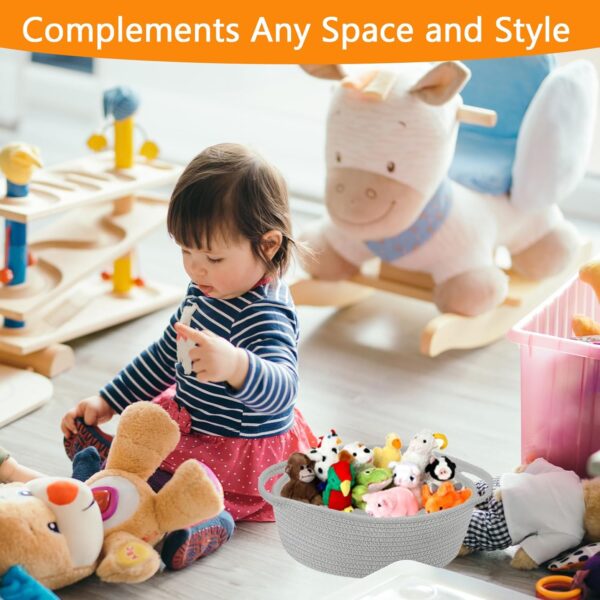 Gift Basket Empty, Woven Cotton Rope Basket with Gift Bags and Ribbons, Hamper Baskets for Gifts Empty With Handles, Cat Dog Toy Storage Basket for Baby Shower, Birthday,Wedding,Christmas (grey) - Image 5