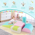 COSTWAY 6 Pieces Kids Climb and Crawl Foam Play Set, Colorful Children's Educational Software Activity Toys, Baby’s Soft Climbing Blocks for Toddlers, Preschoolers (Oasis) - Image 7