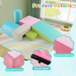 COSTWAY 6 Pieces Kids Climb and Crawl Foam Play Set, Colorful Children's Educational Software Activity Toys, Baby’s Soft Climbing Blocks for Toddlers, Preschoolers (Oasis) - Image 5