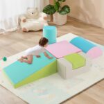 COSTWAY 6 Pieces Kids Climb and Crawl Foam Play Set, Colorful Children's Educational Software Activity Toys, Baby’s Soft Climbing Blocks for Toddlers, Preschoolers (Oasis) - Image 9