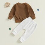 MAHUAOYIXI 2 Piece Set Toddler Boys Outfits Long Sleeve O Neck Sweatshirts Tops with Elastic Waist Cartoon Bear Sweatpants Tracksuit Set for Boys Clothes - Image 3