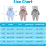JiAmy Baby Overalls Baby Romper Flannel Winter Romper Playsuit with Feet Hoodie Cartoon Elephant Outfits Blue 0-3 Months - Image 7