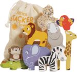 Le Toy Van - Wooden Petilou Africa Stacker & Bag Educational Balancing Activity Toy for 18m+, 9 pieces