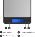 Ascher Electronic Portable Digital Weighing Scale with Back-lit LCD Display 500x0.01g Black - Image 3