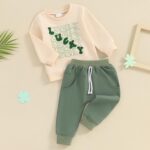 M9ppzzur7 Toddler Baby Pants Sets Pullover Sweatshirt +Pants Shamrocks Green Tracksuit Outfit Clothes - Image 3