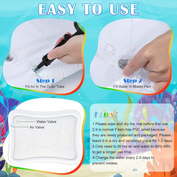 Sarsumir Tummy Time Water Mat, Inflatable Baby Water Mat for Infants & Toddlers, Early Development Activity Water Mat Baby Sensory for 3 6 9 12 Months Girls Boys, 66 x 50 cm, Blue - Image 3