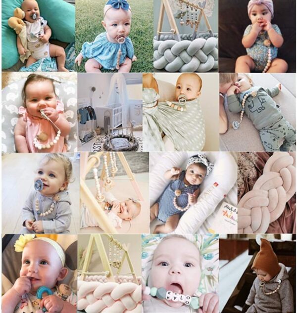 Kiwochy 16 PCS Natural Wooden pacifier Clip Pacifier Clip for Wooden Tooth gel DIY Soother Accessories Teething Grasping Toy for Making Pacifier Attachments Toy Holder Clip 1.77" x 1.18" Multicolor - Image 4