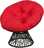 RELAX4LIFE Rattan Papasan Chair, 360 ° Swivel Egg Recliner Chair with Soft Cushion, Indoor Outdoor Rocking Moon Lounger Chair for Living Room Garden Balcony Patio (Red) - Image 8