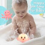 Gigilli Octopus Bath Toys, Rechargeable Baby Bath Toys, Light Up Bath Toys Sprinkler Bathtub Toys for Toddlers Infant Kids Boys Girls Automatic Spray Water Baby Toy, Pool Bathroom Baby Toys Gifts,Pink - Image 5