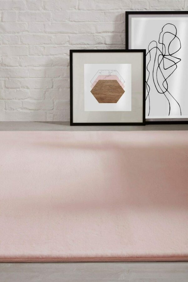 viceroy bedding NATURAL FAUX RABBIT FUR Rug Ultra Soft Plush Extra Large Animal Rugs Living Room Wool Shaggy Fluffy 26mm Thick Pile Height Modern Area Rugs - (Blush Pink, 80cm x 150cm (3ft x 5ft)) - Image 3