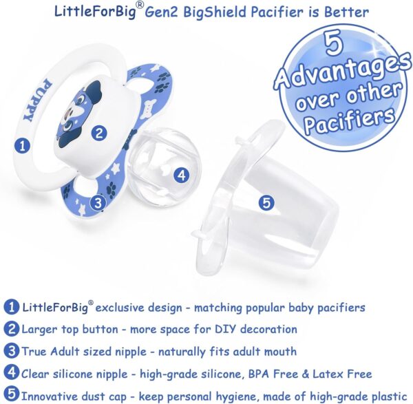 LittleForBig Bigshield Generation-II Adult Sized Printed Pacifier Puppy Pattern - Image 2