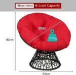 RELAX4LIFE Rattan Papasan Chair, 360 ° Swivel Egg Recliner Chair with Soft Cushion, Indoor Outdoor Rocking Moon Lounger Chair for Living Room Garden Balcony Patio (Red) - Image 3