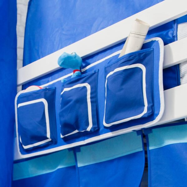 Noa and Nani Mid Sleeper Bunk Bed WHITE Pine Cabin bed with Slide + BLUE Design + Tunnel 6970WG-BLUE - Image 3