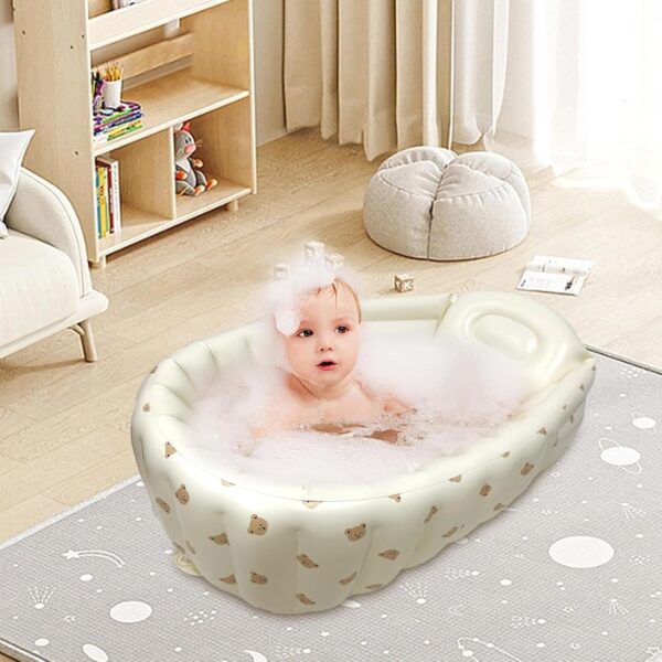 Inflatable Baby Bath Tub Toddler, Portable Kid Infaant Toddler, Foldable Non-Slip Travel Baby Bath, Kids Portable Bath Spa Tub, Infaant Baby Bathtub with Air Pump, Helps Newboorn to Toddler Tub - Image 5